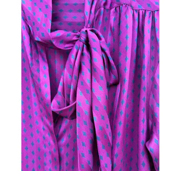 Vintage Evan-Picone Secretary Blouse Magenta Geometric Print Size 10 - Picture 2 of 4